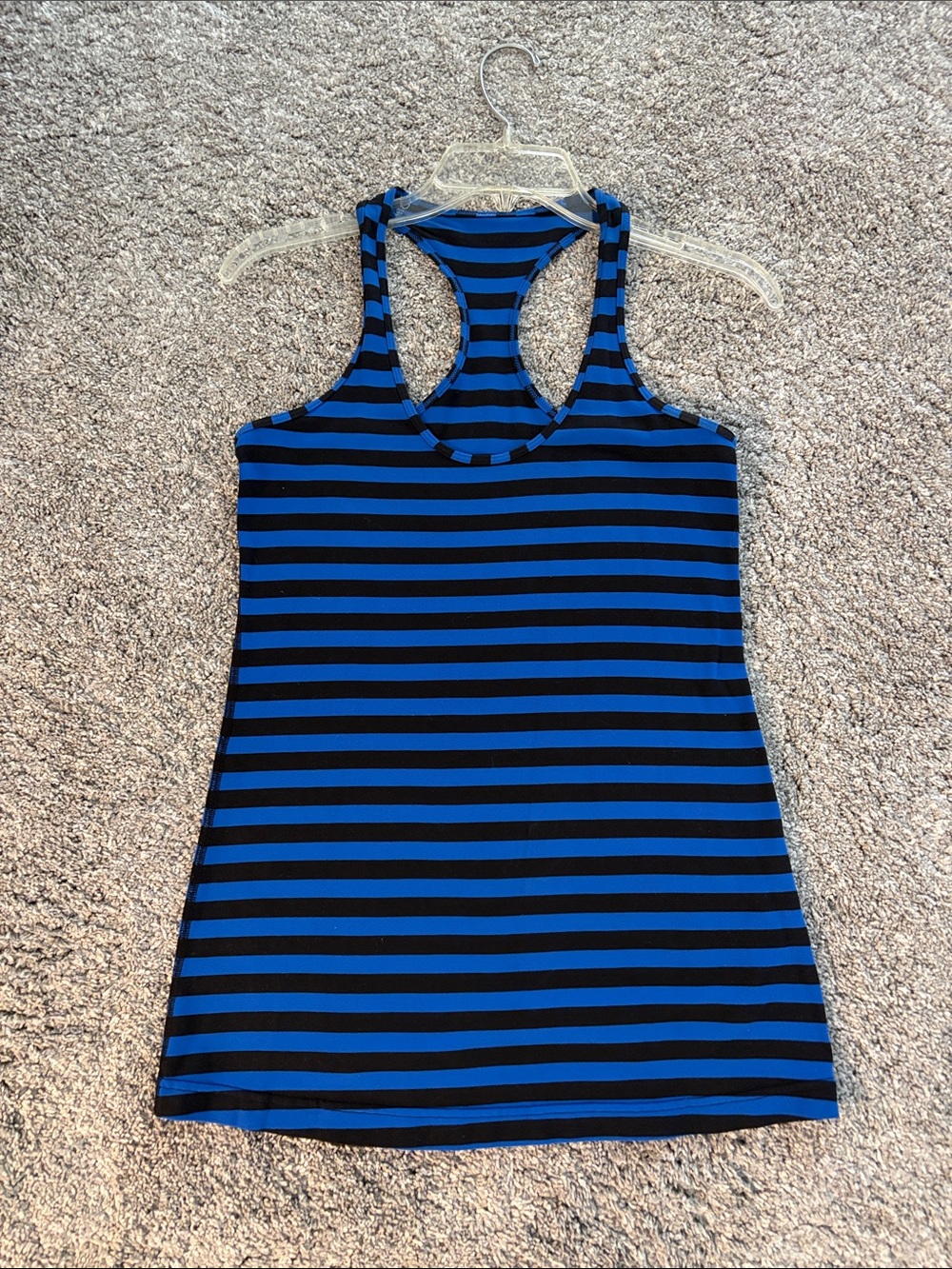 lululemon athletica Blue and Black Striped Racerback Tank